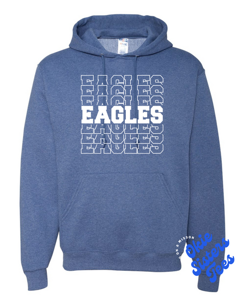 Eagle Point Hoodie Heather Blue and white